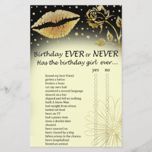 Gold Lips Birthday ever or never game