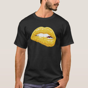 Gold Lips Biting Lipstick Makeup Pullover Hoodie