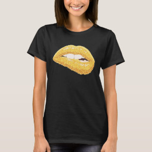 Gold Lips Biting Lipstick Makeup T-Shirt