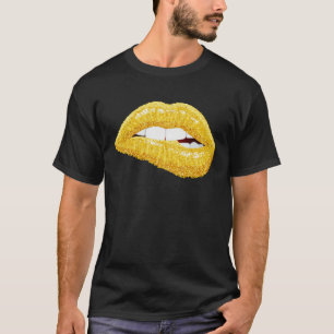 Gold Lips Biting Lipstick Makeup T-Shirt