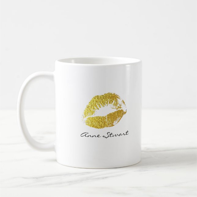 Gold Lips Coffee Mug (Left)