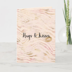 Gold Lips Kiss Pink Zebra Print    Card