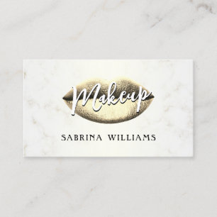Gold lips makeup artist business card