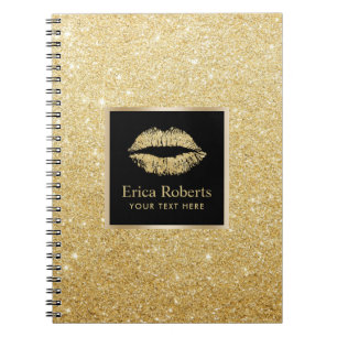 Gold Lips Modern Faux Gold Glitter Notebook