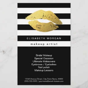 Gold Lips with Black White Stripes - Makeup Artist Flyer