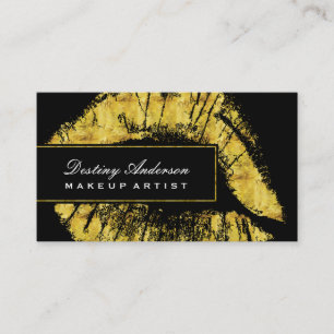 Gold Lipstick Smooch Makeup Business Cards