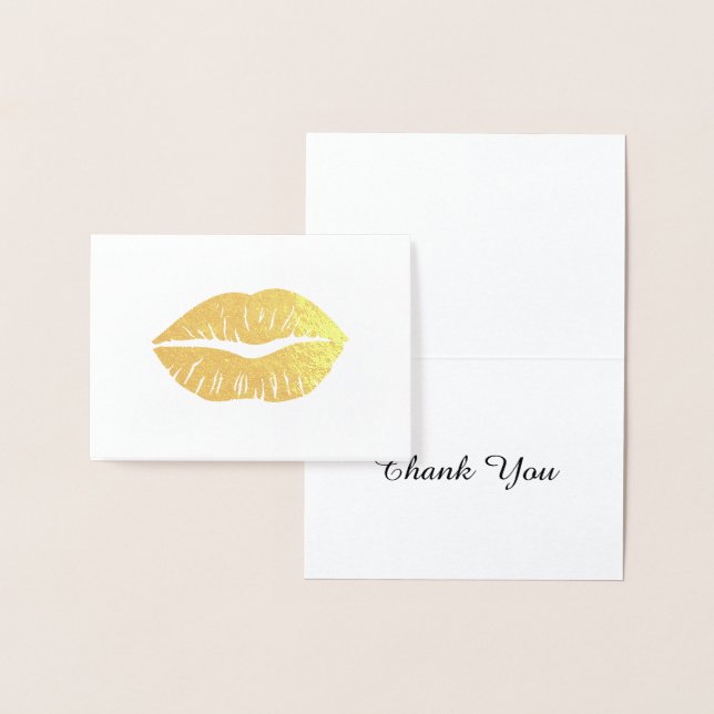 Gold Lipstick Thank You Foil Card (Display)