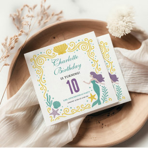 Gold Little Mermaid 10th Birthday   Under the Sea Napkin