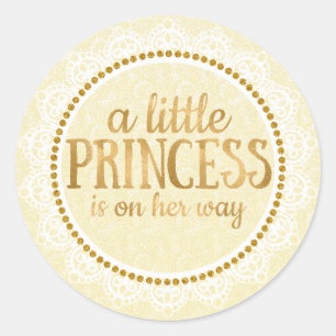 Gold Little Princess Baby Shower Sticker