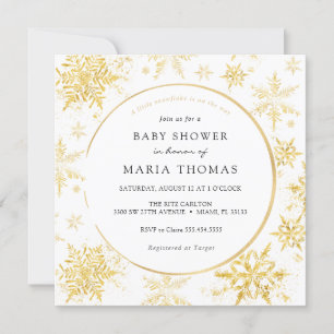 Gold Little Snowflake Baby Shower Invitation
