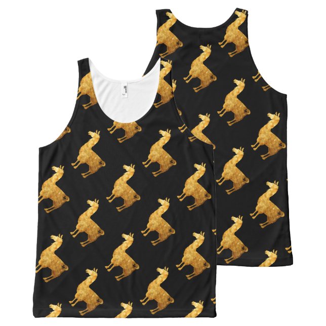 Gold Llama Tank Top Pattern (Front and Back)