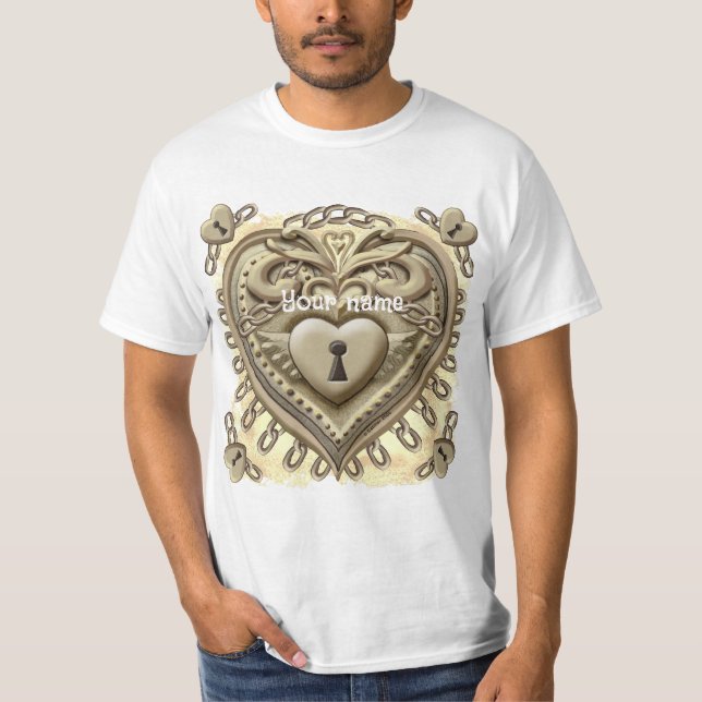 Gold lock Heart  T-Shirt (Front)