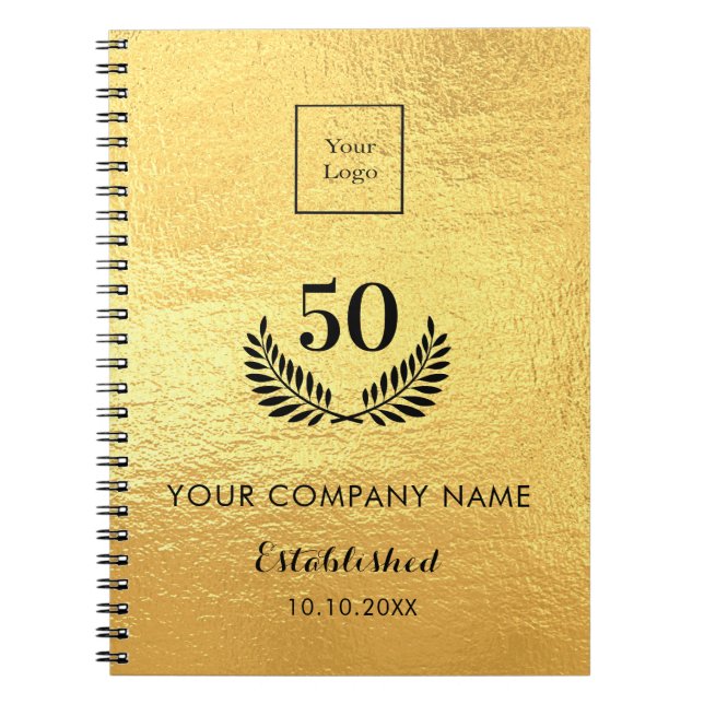 Gold logo business years of service notebook (Front)