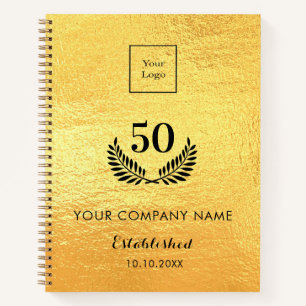 Gold logo business years of service qr code notebook