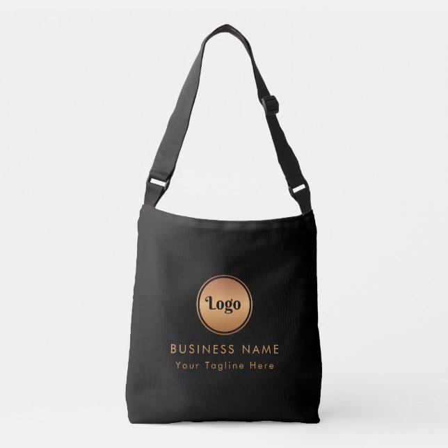 Gold Logo & Custom Text Business Company Branded  Crossbody Bag (Front)