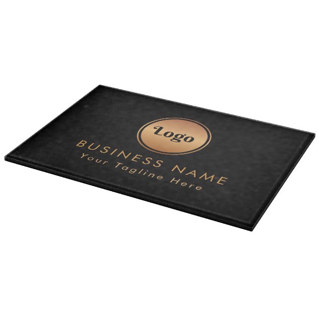 Gold Logo & Custom Text Business Company Branded   Cutting Board (Corner)