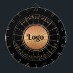 Gold Logo & Custom Text Business Company Branded  Dartboard<br><div class="desc">This stylish dart board would be great for your business/promotional needs! Easily add your logo and custom text by clicking on the "personalise" option.</div>