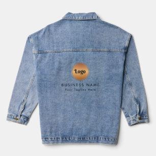 Gold Logo & Custom Text Business Company Branded  Denim Jacket