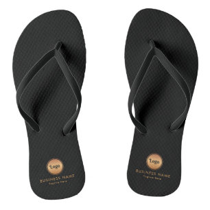 Gold Logo & Custom Text Business Company Branded Flip Flops
