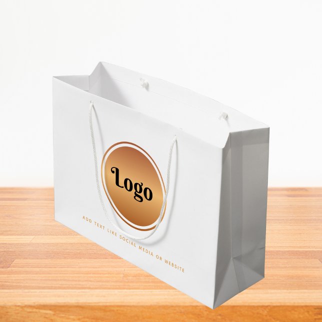 Gold Logo & Custom Text Business Company Branded L Large Gift Bag (Creator Uploaded)