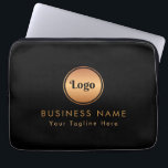 Gold Logo & Custom Text Business Company Branded   Laptop Sleeve<br><div class="desc">This elegant laptop sleeve would be great for your business/promotional needs! Easily add your logo and custom text by clicking on the "personalise" option.</div>