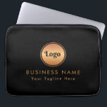 Gold Logo & Custom Text Business Company Branded   Laptop Sleeve<br><div class="desc">This elegant laptop sleeve would be great for your business/promotional needs! Easily add your logo and custom text by clicking on the "personalise" option.</div>