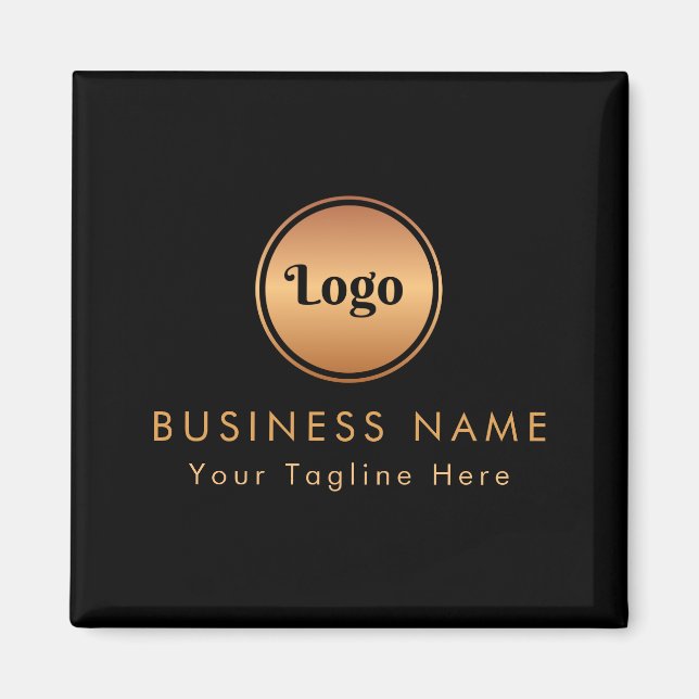 Gold Logo & Custom Text Business Company Branded   Magnet (Front)