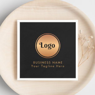 Gold Logo & Custom Text Business Company Branded  Napkin