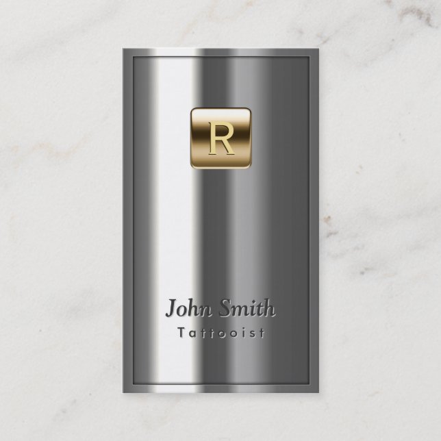 Gold Logo Metallic Tattoo Art Business Card (Front)