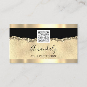 Gold Logo Qr Code 6 Punches 50% OFF Beauty SPA Business Card