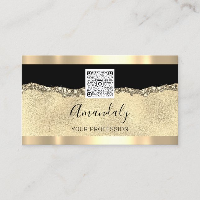 Gold Logo Qr Code 6 Punches 50% OFF Beauty SPA Business Card (Front)