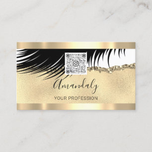 Gold Logo Qr Code 6 Punches 50% OFF Lashes  Business Card