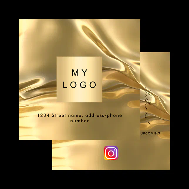 Gold logo QR code Instagram follow us Square Business Card | Zazzle