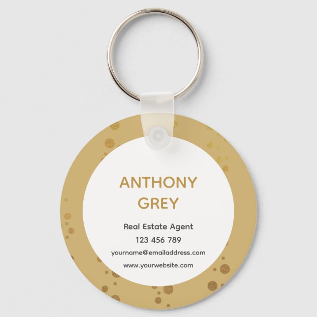 Gold Logo Real Estate Business Promotional Key Ring (Back)