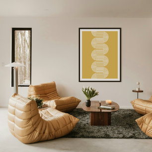 Gold Lombard Wavy Lines Modern Minimal Art Print