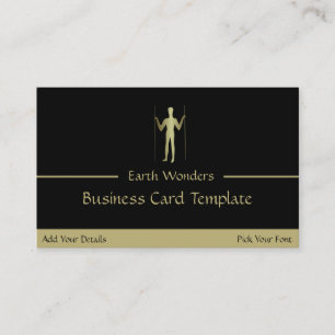 Gold Long Man Simple Logo Business Card