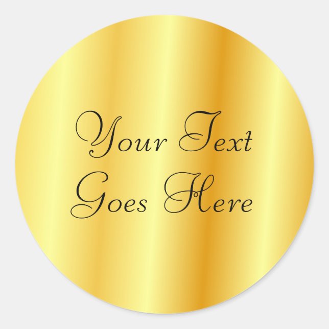 Gold Look Blank Add Your Text Here Glam Template Classic Round Sticker (Front)