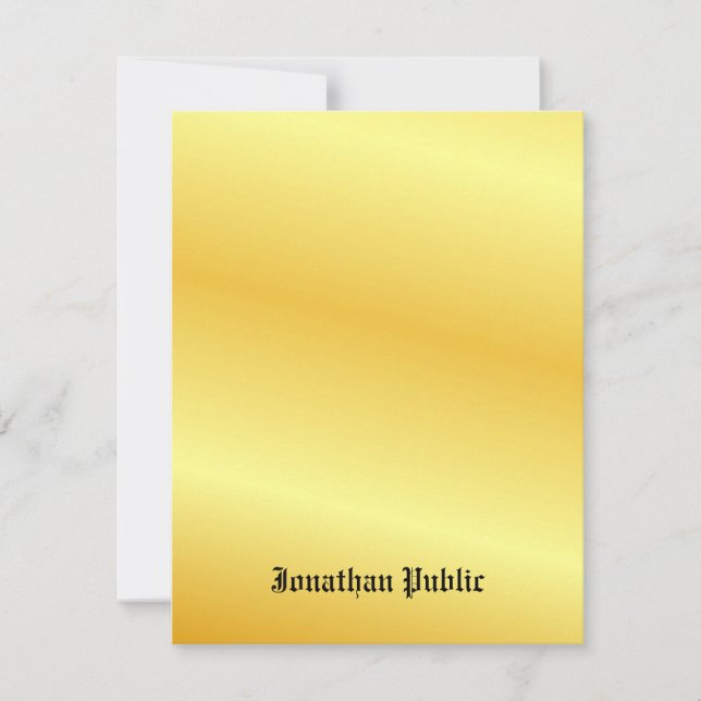 Gold Look Calligraphy Monogrammed Custom Card (Front)