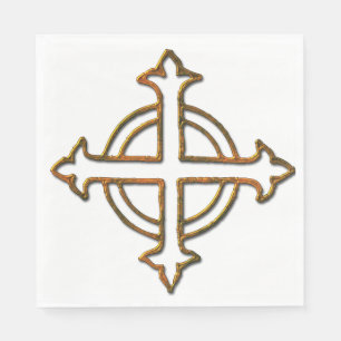 Gold Look Circle Around Cross Napkin