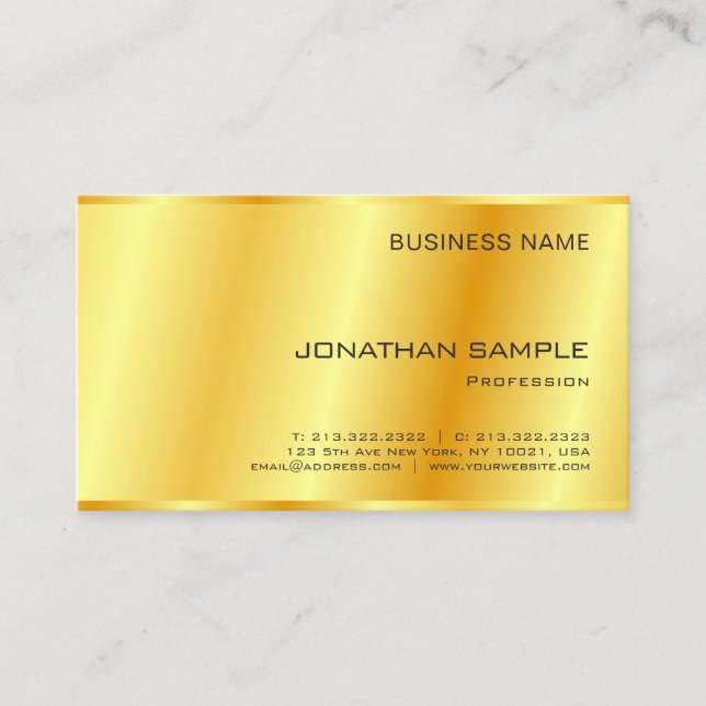 Gold Look Elegant Company Simple Modern Template Business Card (Front)