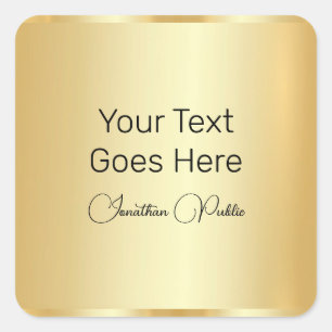 Gold Look Elegant Handwritten Script Template Square Sticker
