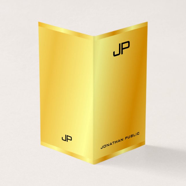 Gold Look Elegant Modern Monogram Template Business Card (Outside)