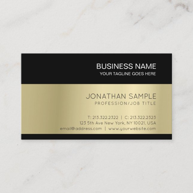 Gold Look Elegant Modern Premium Silk Finish Luxe Business Card (Front)