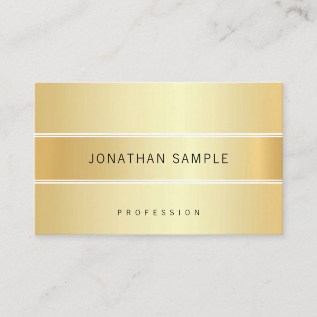 Gold Look Elegant Modern Simple Custom Template Business Card (Front)