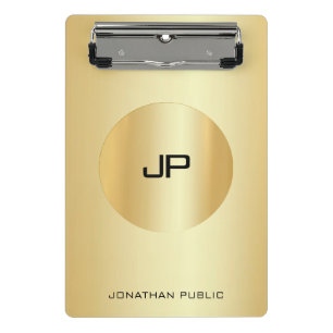 Gold Look Elegant Monogram Modern Template Mini Clipboard