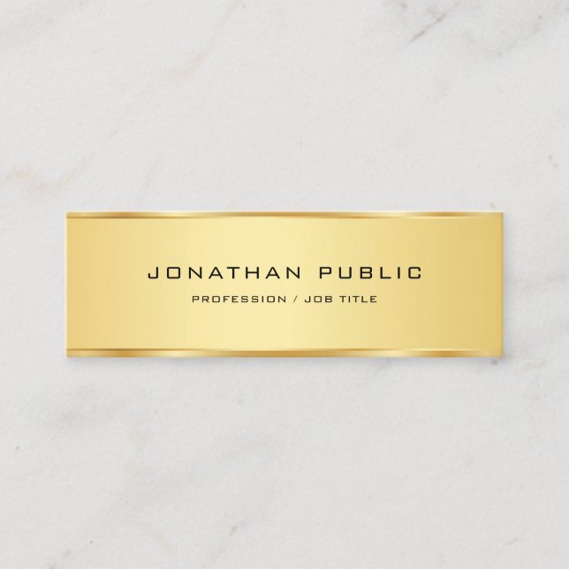Gold Look Elegant Simple Template Professional Mini Business Card (Front)