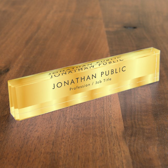 Gold Look Elegant Template Modern Glamourous Nameplate (Side)