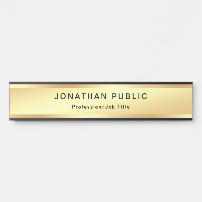 Gold Look Glamour Modern Professional Template Door Sign (Front)