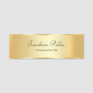 Gold Look Glamourous Modern Script Personalised Name Tag