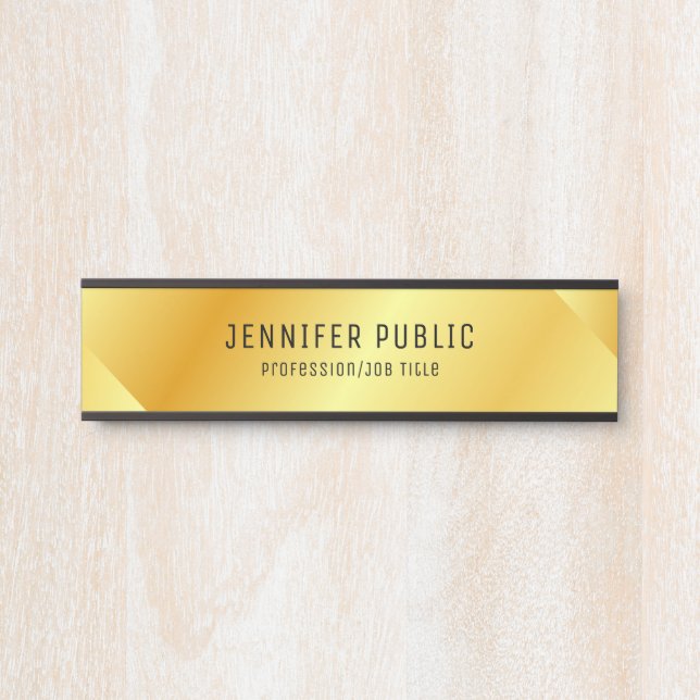 Gold Look Glamourous Trendy Elegant Template Door Sign (Front)